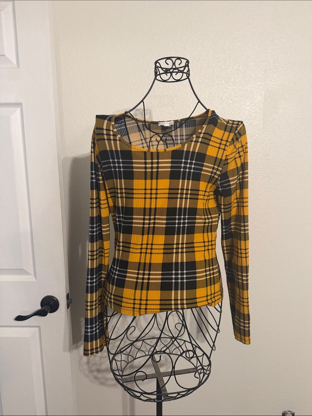 Mustard Yellow Plaid Long-Sleeve Tee